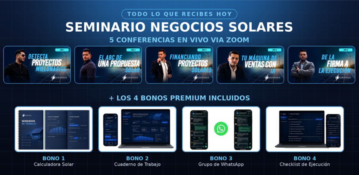 Seminario Negocios Solares - 5 conferencias + 4 bonos